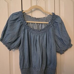 OLD NAVY Chambray Smocked Women's Top Size L